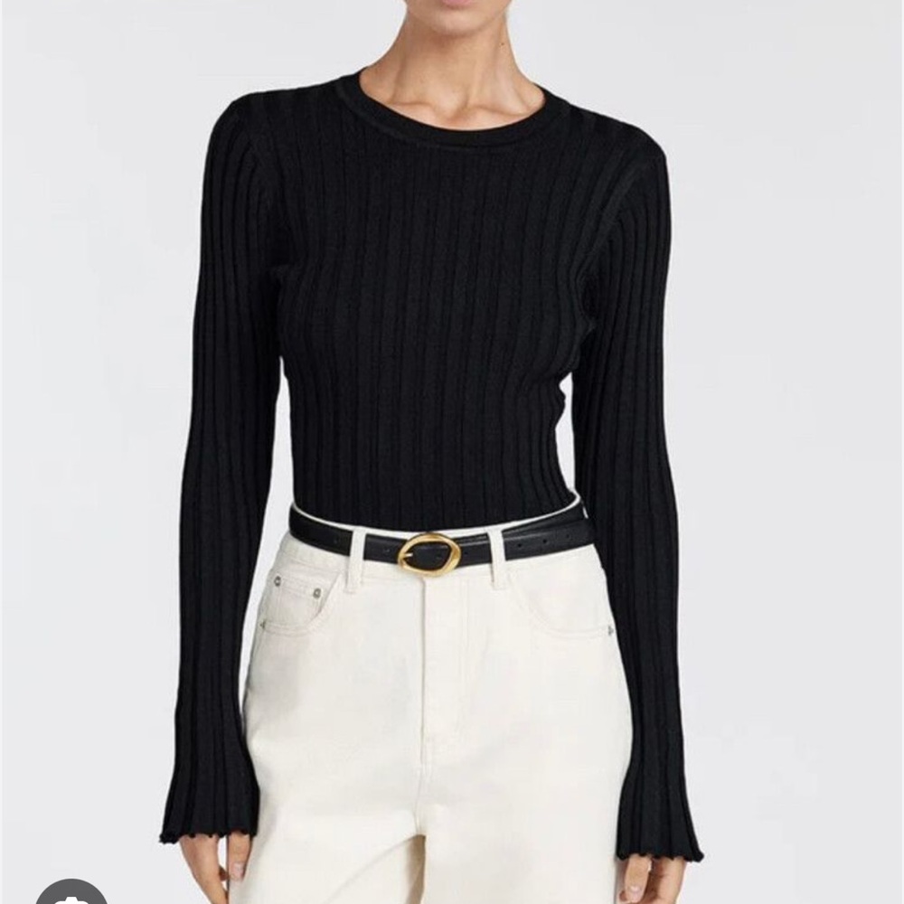 DISSH ADA Sheer Ribbed Knit Top – Size Small – Black – Never Worn